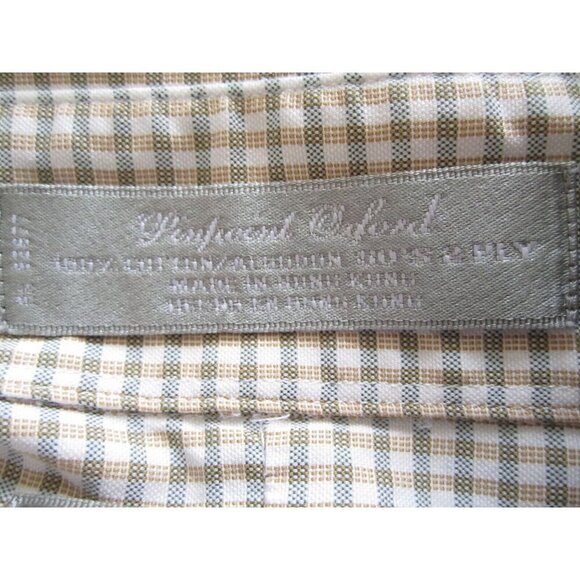 Men Stafford Gingham Button Cotton 2 Ply Long Sleeve Shirt Sz 16.5-34 (MT360) - Picture 7 of 9